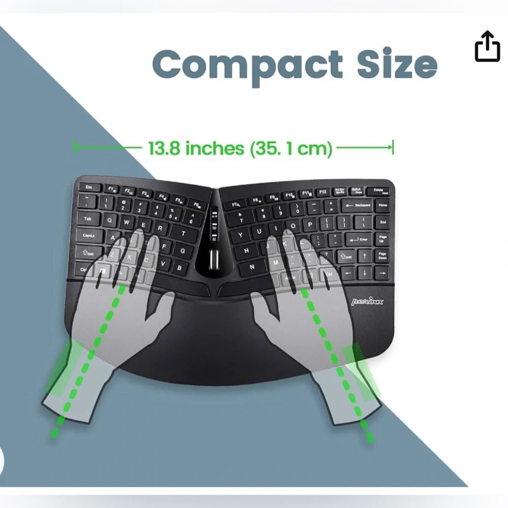 Perixx Periduo-606C wireless ergonomic keyboard with vertical mouse